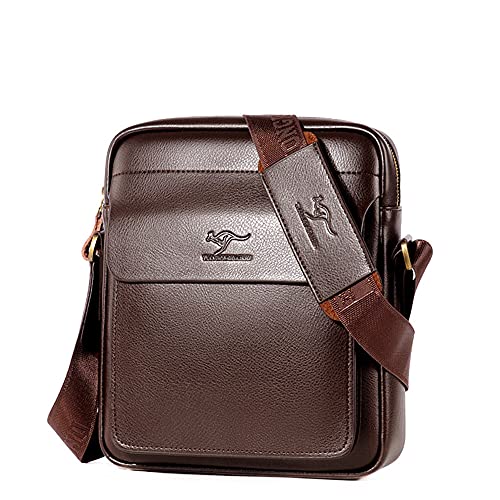 TIANHONGDAISHU Business Crossbody Tasche für Herren Rindsleder Herren Geldbörse Retro Kleine Messenger Bag Schultertasche Casual Mini Rucksack von TIANHONGDAISHU