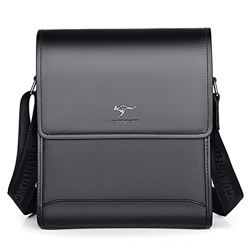 TIANHONGDAISHU Herren Echtleder Messenger Bag Retro Kleine Crossbody Umhängetasche für Männer Business Flap Over Man Satchel von TIANHONGDAISHU