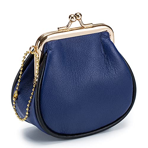 TIANHONGDAISHU Simple Sheepskin Kleine Ultradünne Frauen Geldbörse Münzbörse Weich Echtleder Clip Multifunktionale Praktische Tasche Weibliche Kartenhalter Clutch Schlüsseletui, dunkelblau, S, Modern von TIANHONGDAISHU