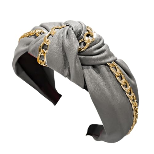 TIANQUXNGI PU-Leder-Stirnband, breit, für Damen, geknotet, bequem, elegant, Haarreifen für den täglichen Gebrauch von TIANQUXNGI