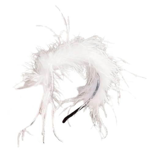 TIANQUXNGI Weißes gefiedertes Haarband, leicht, tragbar, modisches Accessoire für Weihnachten, Festivals, Partys und Hochzeiten von TIANQUXNGI