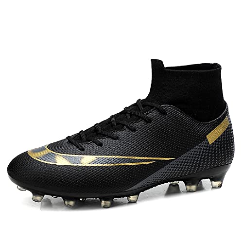 Herren Professionelle Fussballschuhe In/Outdoor Football Schuhe Sportliche Fußballschuhe Frauen Fußball Trainingsschuhe (150 schwarz, 35) von TIANWAIKE