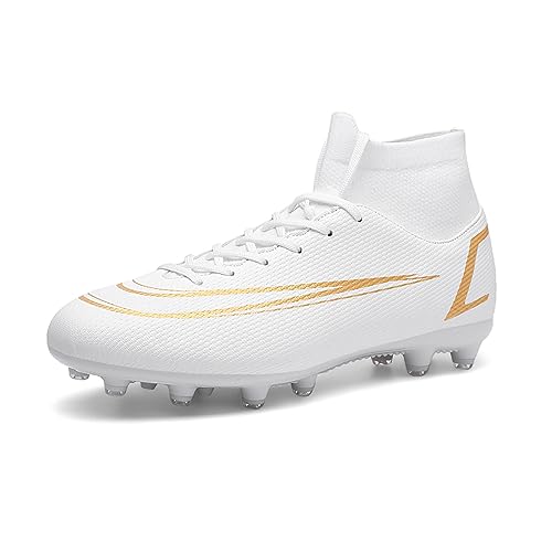 Herren Professionelle Fussballschuhe In/Outdoor Football Schuhe Sportliche Fußballschuhe Frauen Fußball Trainingsschuhe (219 weiß, 36) von TIANWAIKE