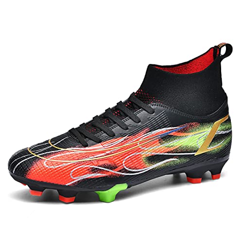 Herren Professionelle Fussballschuhe In/Outdoor Football Schuhe Sportliche Fußballschuhe Frauen Fußball Trainingsschuhe (980 schwarz, 36) von TIANWAIKE