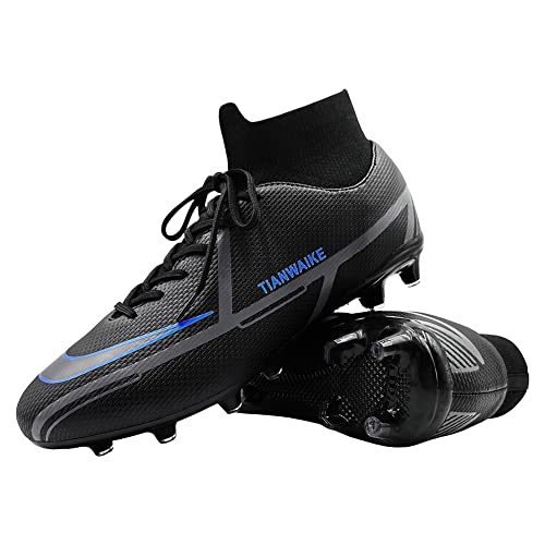 Herren Professionelle Fussballschuhe In/Outdoor Football Schuhe Sportliche Fußballschuhe Frauen Fußball Trainingsschuhe (schwarz 38) von TIANWAIKE