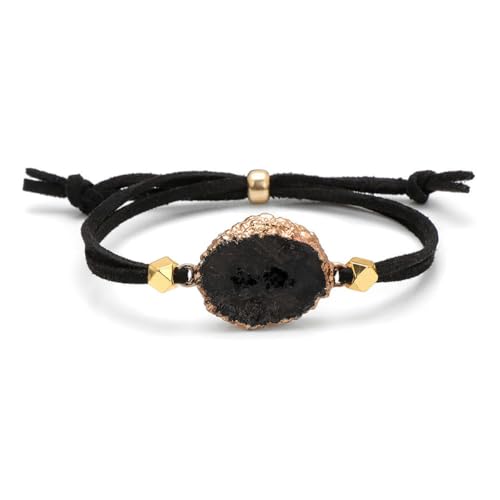TIANXIAOQWE Armband Bead Samt Wildleder Seil Herren Damen Armbänder Messing Getrenntes Perlenarmband, Stein, Quarz von TIANXIAOQWE