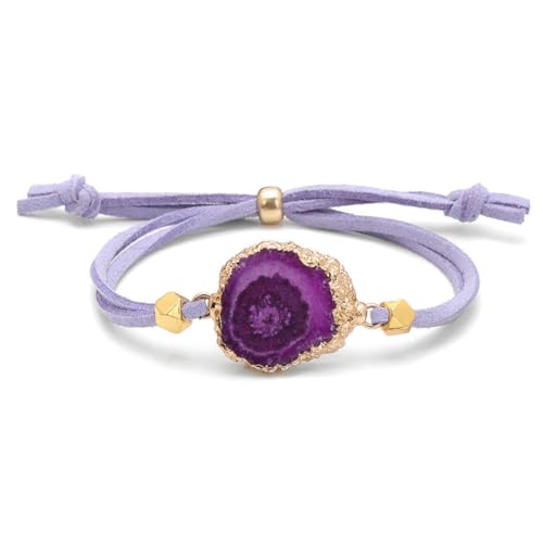 TIANXIAOQWE Armband Bead Samt Wildleder Seil Herren Damen Armbänder Messing Getrenntes Perlenarmband, Stein, Quarz von TIANXIAOQWE