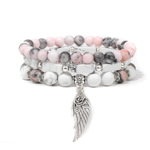 TIANXIAOQWE Damen Stein Perlen Armband Damen Weiß Kiefer Stein Rechteckig Anhänger Handgefertigt, 19 cm, Stein Holz, Kristall TIANXIAOQWE Damen Stein Perlen Armband Damen Weiß Kiefer Stein Rechteckig Anhänger Handgefertigt, 19 cm, Stein Holz, Kristall von TIANXIAOQWE