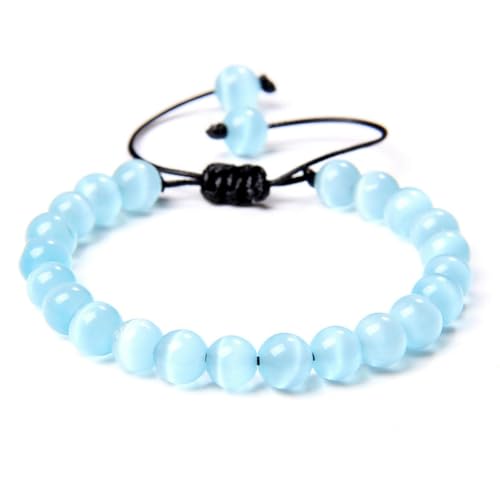 TIANXIAOQWE Katzenauge Stein Sommer Handstring Pullover mit Damen Armband Verstellbar Handgewebt, Stein Holz, Kristall von TIANXIAOQWE