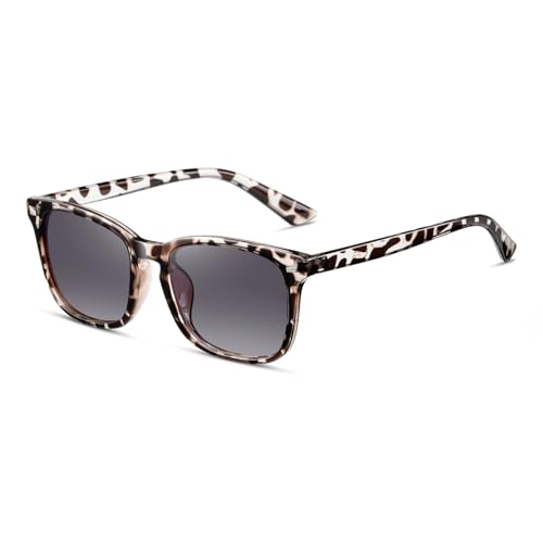 TIANYESY Polarisierte Sonnenbrille Herren Damen Rechteck Designer Schwarz UV-Schutz Damen Sonnenbrille für das Fahren Angeln im Freien (White Bean Flower Rahmen/graue Linse) von TIANYESY