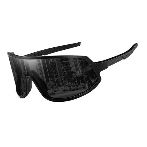 TIANYESY Polarisierte Sport Sonnenbrille für Männer Frauen Radfahren Sonnenbrille UV400 Schutz Superlight Rahmen Gläser für Skifahren, Laufen (Schwarzer Rahmen/graue Linse) von TIANYESY