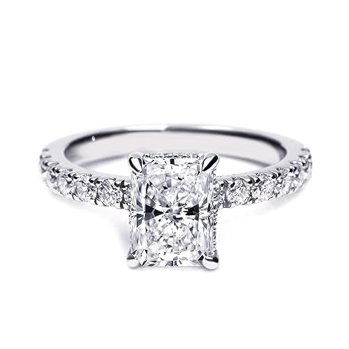 TIANYU GEMS 2 Karat strahlender Moissanit-Verlobungsring, Sterlingsilber, GHI VVS-Klarheit, Moissanit-Ring mit 18 Karat Weißgold vergoldet, für Damen, Hochzeit, Gedenktag, Party, Kleid, Kostüm, Mit 18 von TIANYU GEMS