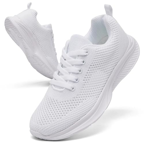 TIANZEBEN Damen Laufschuhe Turnschuhe Sportschuhe Schuhe Tennis Running Walking Straßenlaufschuhe Fashion Sneaker Leichtgewichts Atmungsaktiv Outdoor Schuhe Weiß 36 von TIANZEBEN