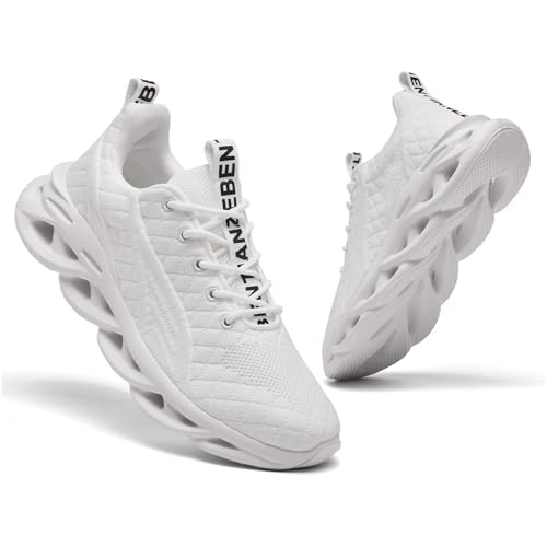 TIANZEBEN Damen Schuhe Laufschuhe Turnschuhe Walkingschuhe Sportschuhe Running Tennis Sneaker Fitnessstudio Fashion Atmungsaktiv Freizeit Weiß 40 von TIANZEBEN