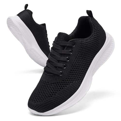 TIANZEBEN Damen Sportschuhe Turnschuhe Laufschuhe Running Walking Schuhe Tennis Straßenlaufschuhe Fashion Sneaker Leichtgewichts Atmungsaktiv Outdoor Schuhe Schwarz 36 von TIANZEBEN