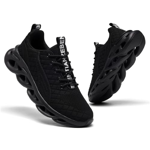 TIANZEBEN Herren Laufschuhe Sportschuhe Turnschuhe Schuhe Walkingschuhe Running Tennis Sneaker Fashion Freizeit Fitnessstudio Leichtgewichts Atmungsaktiv Schwarz 45 von TIANZEBEN