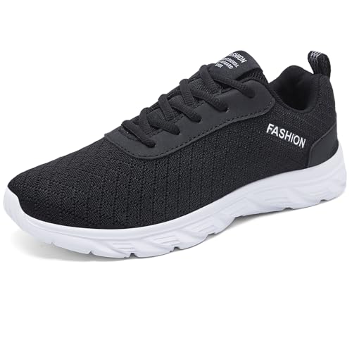 TIANZEBEN Herren Schuhe Laufschuhe Turnschuhe Walkingschuhe Sportschuhe Tennis Jogging Schuhe Fitness Atmungsaktiv Leichtgewichts Freizeit Straßenlaufschuhe Schwarz&Weiß 45 von TIANZEBEN