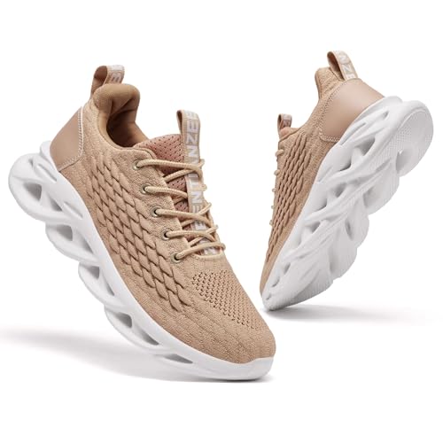 TIANZEBEN Herren Schuhe Turnschuhe Sportschuhe Laufschuhe Running Tennis Walkingschuhe Fitnessstudio Sneaker Freizeit Fashion Leichtgewichts Atmungsaktiv Armee Braun 43 von TIANZEBEN