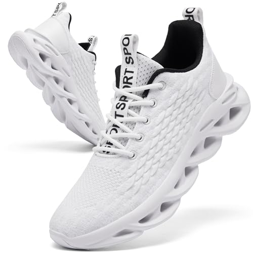 TIANZEBEN Herren Schuhe Walkingschuhe Sneaker Running Tennis Turnschuhe Sportschuhe Laufschuhe Fitnessstudio Freizeit Atmungsaktiv Fashion Leichtgewichts Weiß 42 von TIANZEBEN