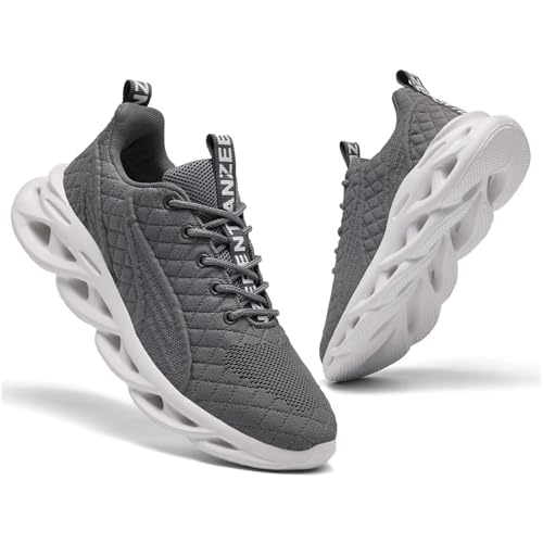 TIANZEBEN Herren Sportschuhe Turnschuhe Laufschuhe Walkingschuhe Schuhe Running Tennis Sneaker Fashion Fitnessstudio Freizeit Leichtgewichts Atmungsaktiv Grau 42 von TIANZEBEN