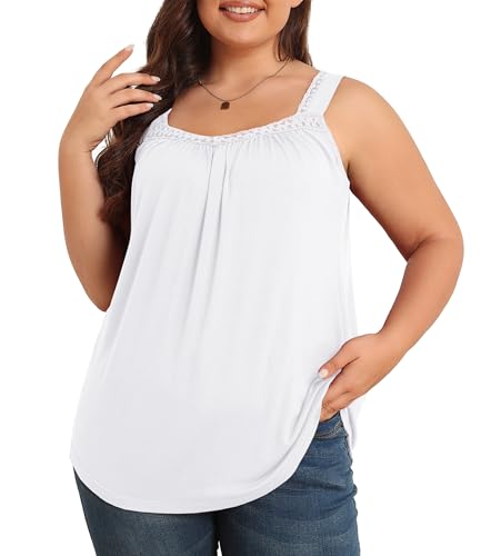 TIANZHU Damen Sommer Ärmellose Tops Plus Größe Loose Fit Shirt fließende lässige Tanktops für Damen 2025 Weiß 3XL von TIANZHU