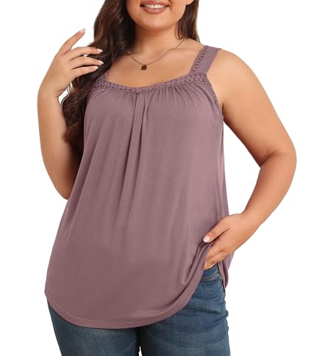 TIANZHU Damen Sommer Ärmellose Tops Plus Größe Loose Fit Shirt fließende lässige Tanktops für Damen 2025 Zimtfarbig 2XL von TIANZHU