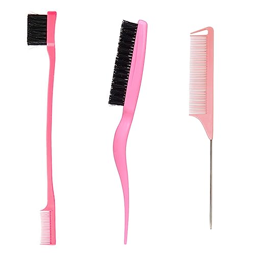 Slick Brush Set Grooming Comb Home Travel Barbier Double Sided Edge Salon Daily Frisuren For Women Hair Eyebrow Combing Hair Dye Applicator Brush Comb Styling Tool Accessories Slick Brush Set Combs von TIAOWU
