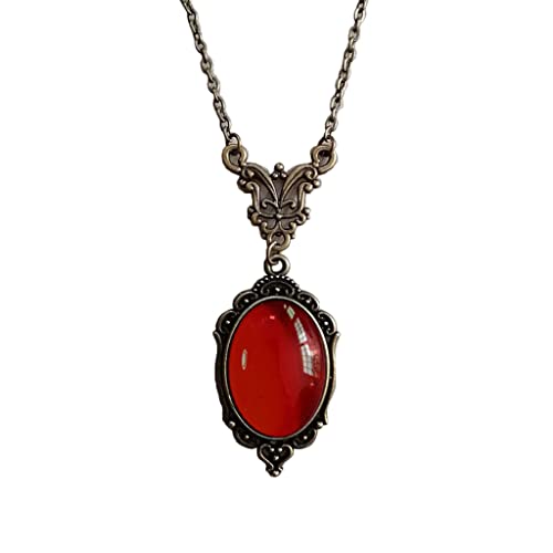 TIAOWU Halskette, Vintage-Stil, Gothic, rot/schwarz, Quarz, Kamee-Anhänger, Halskette, Damen, Modeschmuck, Vintage-Charm-Accessoires, as show, Metall von TIAOWU