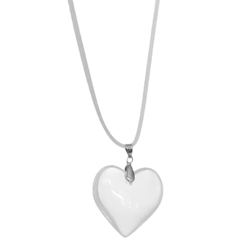 TIAOWU Halskette, zierliche Herz-Charm-Halskette, einzigartig, Kristall-Herz-Choker, Wachsseil, Schlüsselbeinkette, süße, coole Halskette für Frauen und Mädchen, 45+5cm pendant 3.5cm, Glas von TIAOWU