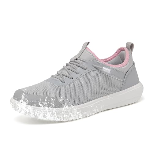 TIAROOTT Damen Sneaker Slip On Walkingschuhe Leichte Laufschuhe Spritzwassergeschützt Outdoor Turnschuhe Gym Bequem Atmungsaktiv Freizeitschuhe Fitness Sporthalle Nurse Schuhe, Grau, Gr.39 von TIAROOTT