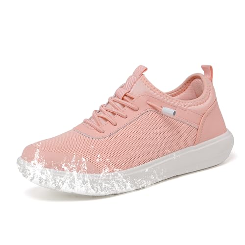 TIAROOTT Damen Sneaker Slip On Walkingschuhe Leichte Laufschuhe Spritzwassergeschützt Outdoor Turnschuhe Gym Bequem Atmungsaktiv Freizeitschuhe Fitness Sporthalle Nurse Schuhe, Rosa, Gr.37 von TIAROOTT