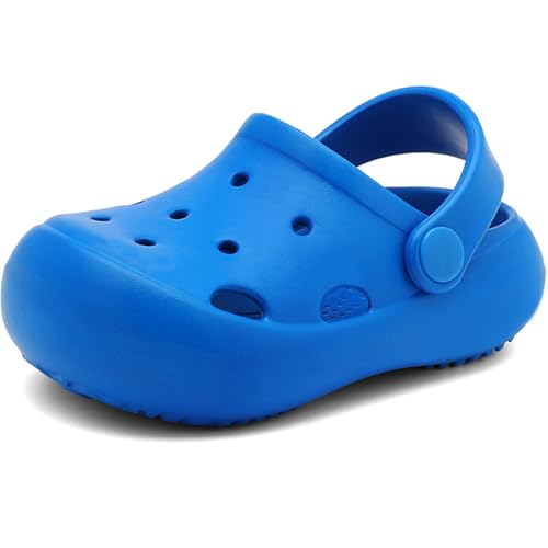TIAROOTT Unisex Clogs Kinder, Gartenschuhe für Jungen Mädchen rutschfeste Kinder Sandalen Sommer Gummi Hausschuhe Badelatschen Sandkasten Camping mit abnehmbaren Anhängern,Blau von TIAROOTT