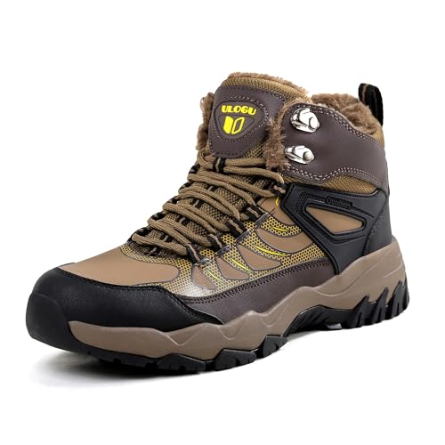 TIAROOTT Wanderschuhe Damen Herren Trekkingschuhe Winter Warm Gefüttert Winterschuhe Knöchelhoch Wanderstiefel Outdoorschuhe,Braun, Gr.39 von TIAROOTT