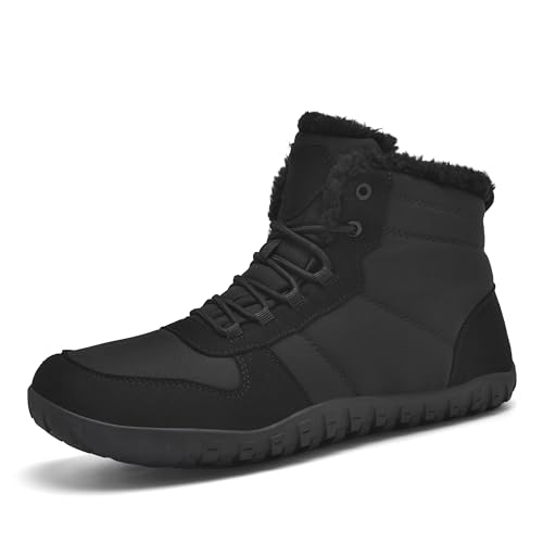 TIAROOTT Barfußschuhe Herren Winter Warm Gefüttert Winterschuhe für Herren, Knöchelhohe Winterstiefel Warm Schneestiefel Weich Leicht mit rutschfest Sohle von TIAROOTT
