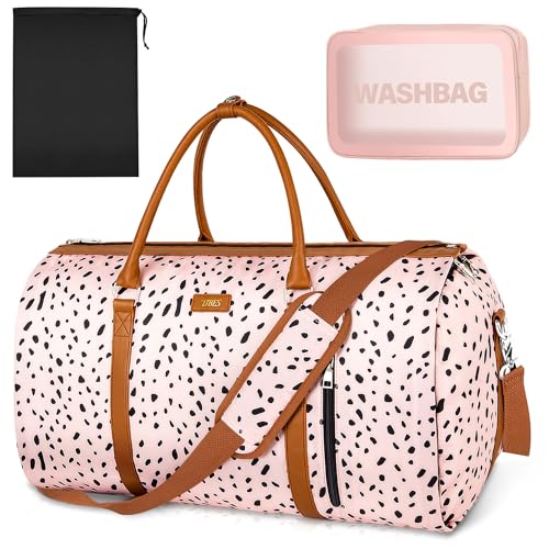 Kleidertasche für Reisen, umwandelbare Handgepäcktasche, große Reisetaschen für Frauen, 2-in-1 hängende Koffer, Anzug, Reisetaschen für Damen und Herren, 3-teiliges Set, A-Rosa Leopard von TIBES