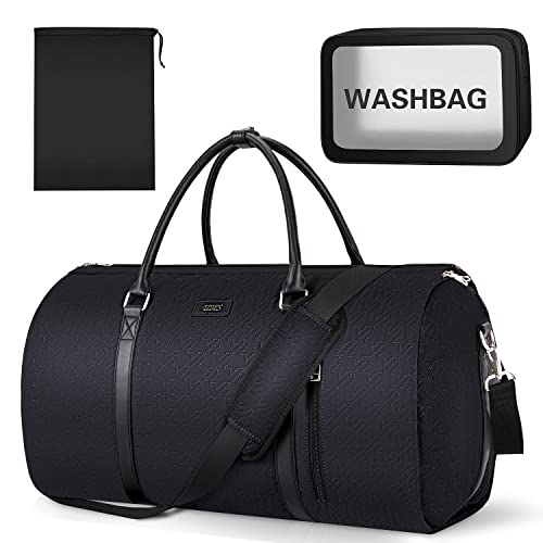 Kleidertasche für Reisen, umwandelbare Handgepäcktasche, große Reisetaschen für Frauen, 2-in-1 hängende Koffer, Anzug, Reisetaschen für Damen und Herren, 3-teiliges Set, D-Black Hahnentritt von TIBES