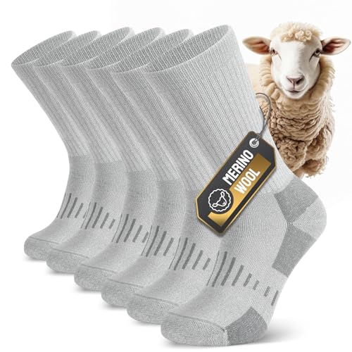 TIBISI Merino Wandersocken Herren Damen,Atmungsaktiv gepolstert antiblasen geruchshemmende,Outdoor Socken Trekkingsocken Sneakersocken für Unisex, Herren, Damen Kinder- 3 Paar von TIBISI
