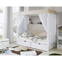 TiCAA Himmelbett Beige mit 2 Schubladen von TICAA