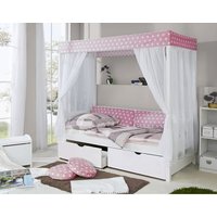 TiCAA Himmelbett Rosa mit 2 Schubladen von TICAA