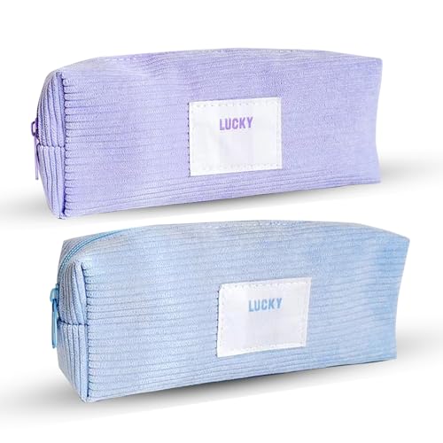 Federmäppchen Mäppchen 2 Stücke - Clean Girl Aesthetic Cord-Stoff für Mädchen Teenager | Schulsachen & School Pencil Case von TICKLELY