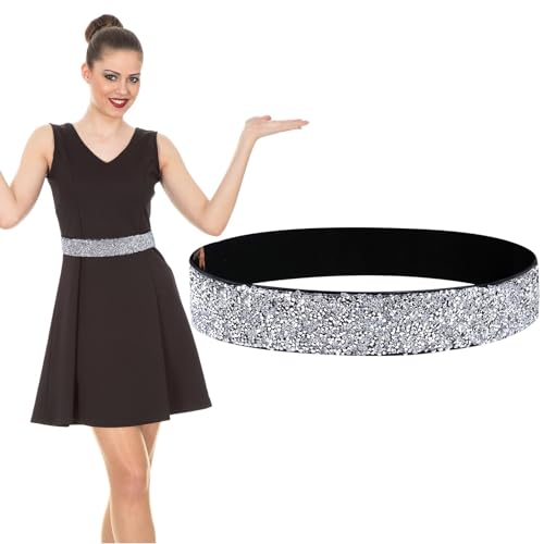 Rhinestone Elastische Gürtel, Frauen PU Glänzende Kristall Stretch Taille Gürtel Damen Stretchy Kleid Gürtel Mode Sparkle Bling Gürtel für Kleid von TICKLELY