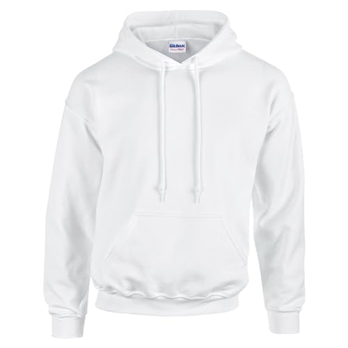 TICTEX Hoodie Herren by Gildan | Kapuzenpullover S - 5XL in vielen Farben | Heavy Blend Komfortable Passform Langlebig und Stilvoll | Ideal für den Alltag und Sport | White, S von TICTEX