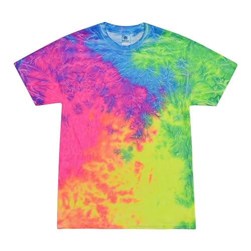 TICTEX Unisex Batik T-Shirt by Colortone – Bunte Shirts für Damen & Herren – Tie-Dye – Hippie Kleidung – Neon Shirt Baumwolle - Quest, S von TICTEX