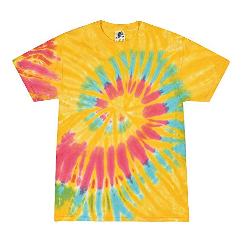 TICTEX Unisex Batik T-Shirt by Colortone – Bunte Shirts für Damen & Herren – Tie-Dye – Hippie Kleidung – Neon Shirt Baumwolle - Aurora, XL von TICTEX