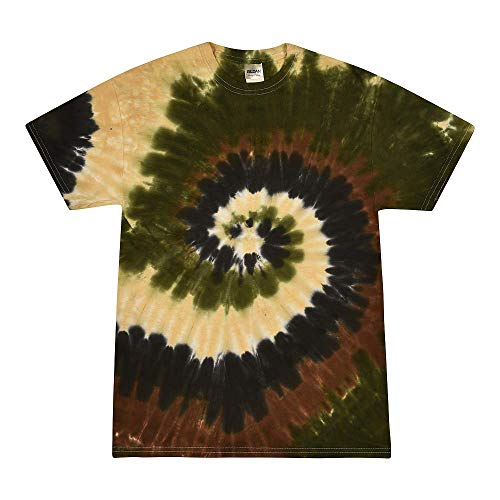 TICTEX Unisex Batik T-Shirt by Colortone – Bunte Shirts für Damen & Herren – Tie-Dye – Hippie Kleidung – Neon Shirt Baumwolle - Camo Swirl, L von TICTEX