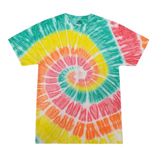 TICTEX Unisex Batik T-Shirt by Colortone – Bunte Shirts für Damen & Herren – Tie-Dye – Hippie Kleidung – Neon Shirt Baumwolle - Citrus, M von TICTEX