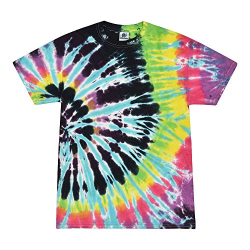 TICTEX Unisex Batik T-Shirt by Colortone – Bunte Shirts für Damen & Herren – Tie-Dye – Hippie Kleidung – Neon Shirt Baumwolle - Flashback, XXL von TICTEX