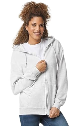 TICTEX Unisex Kapuzensweatjacke by Gildan | Heavy Blend Fleecejacke für Herren und Damen | Sweatjacke S-5XL mit Kapuze und Reißverschluss | Leichte Sommerjacke in vielen Farben | Ash, M von TICTEX