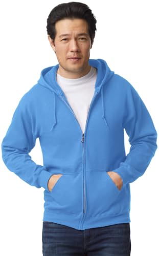 TICTEX Unisex Kapuzensweatjacke by Gildan | Heavy Blend Fleecejacke für Herren und Damen | Sweatjacke S-5XL mit Kapuze und Reißverschluss | Leichte Sommerjacke in vielen Farben | Carolina Blue, M von TICTEX