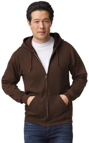TICTEX Unisex Kapuzensweatjacke by Gildan | Heavy Blend Fleecejacke für Herren und Damen | Sweatjacke S-5XL mit Kapuze und Reißverschluss | Leichte Sommerjacke in vielen Farben | Dark Chocolate, XXL von TICTEX